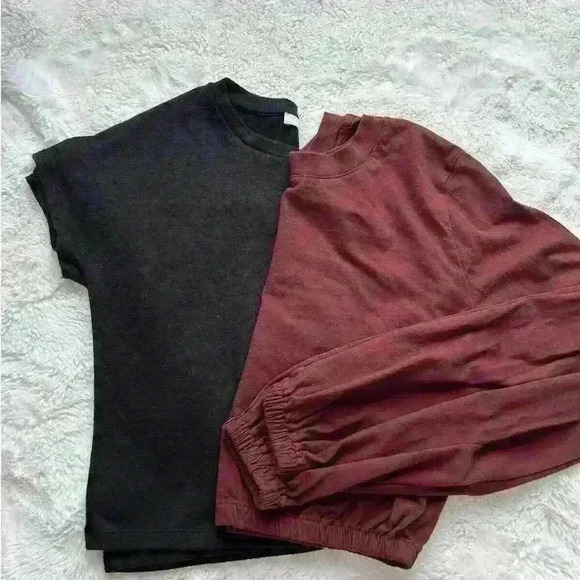 Aritzia Tops - Aritzia Wilfred Black/ Burgundy‎ Cropped Tops Sz S/M Bundle